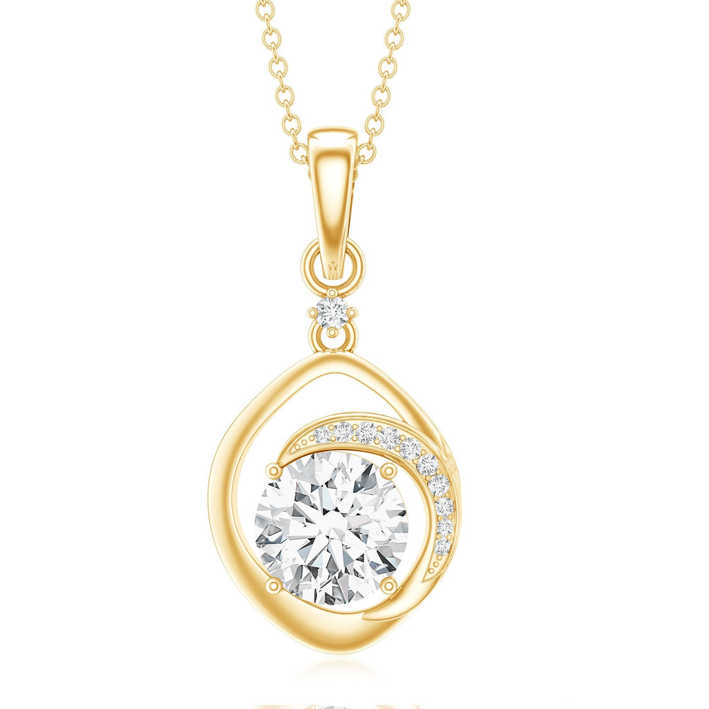 Lab Grown Diamond Necklace – 2 Carat Solitaire Pendant in Prong Setting