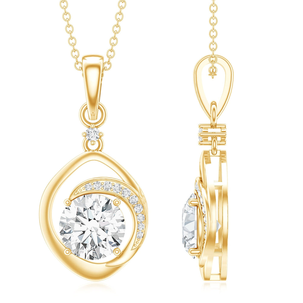Lab Grown Diamond Necklace – 2 Carat Solitaire Pendant in Prong Setting