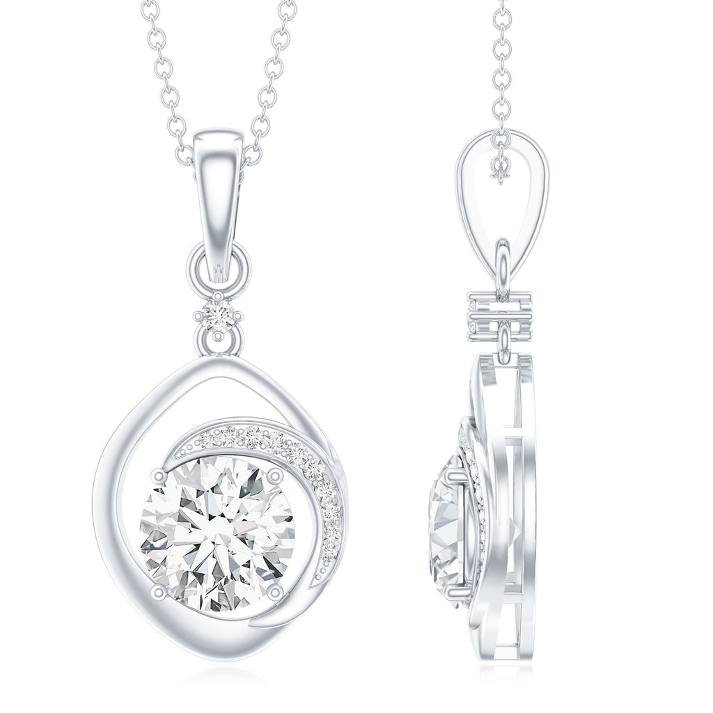 Lab Grown Diamond Necklace – 2 Carat Solitaire Pendant in Prong Setting
