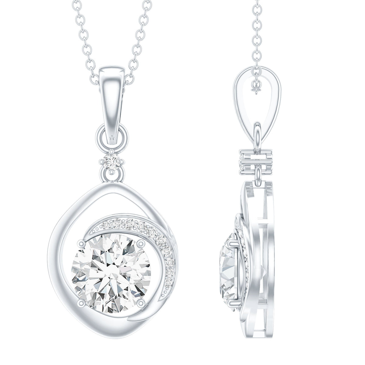 Lab Grown Diamond Necklace – 2 Carat Solitaire Pendant in Prong Setting