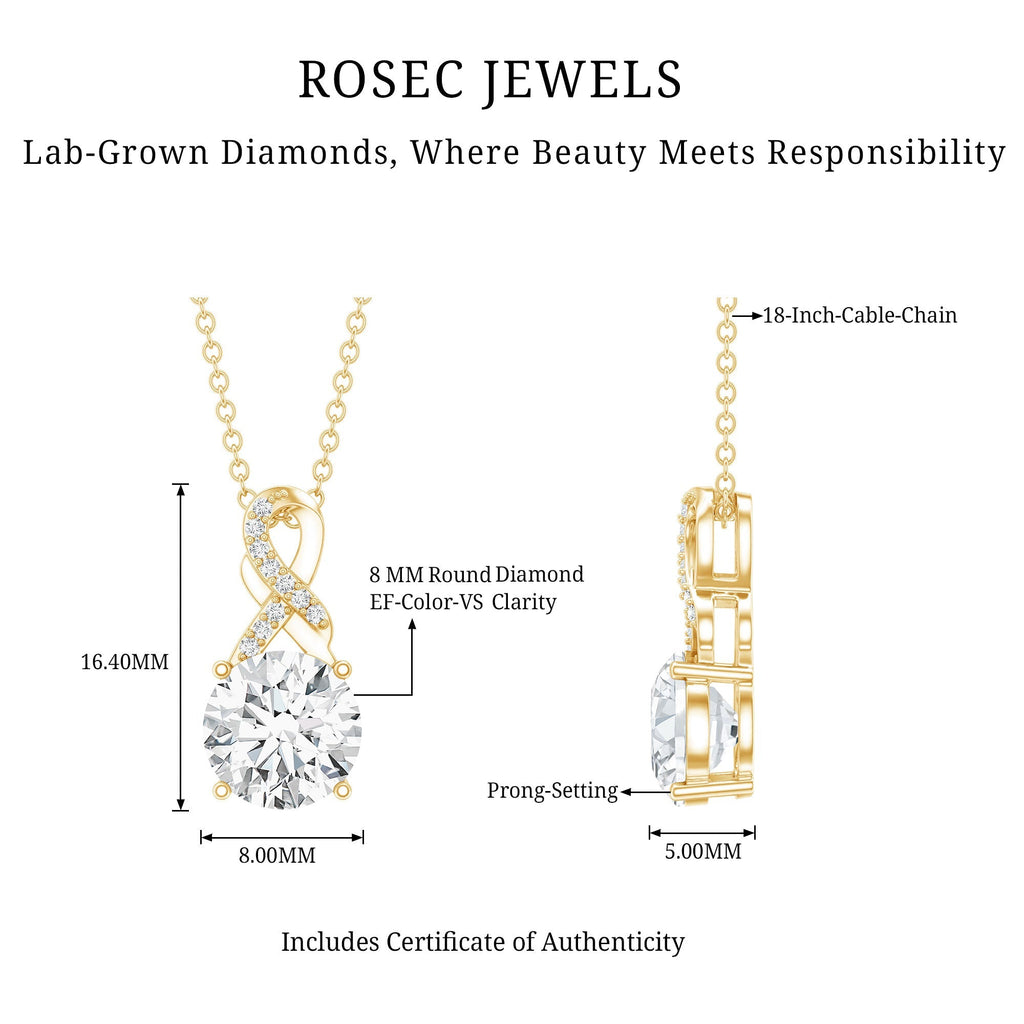 Lab Grown Diamond Necklace – 2 Carat Solitaire Pendant With Infinity Design