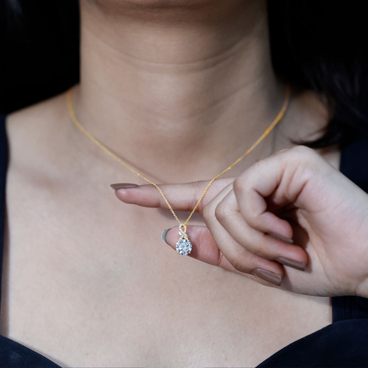 Lab Grown Diamond Necklace – 2 Carat Solitaire Pendant With Infinity Design