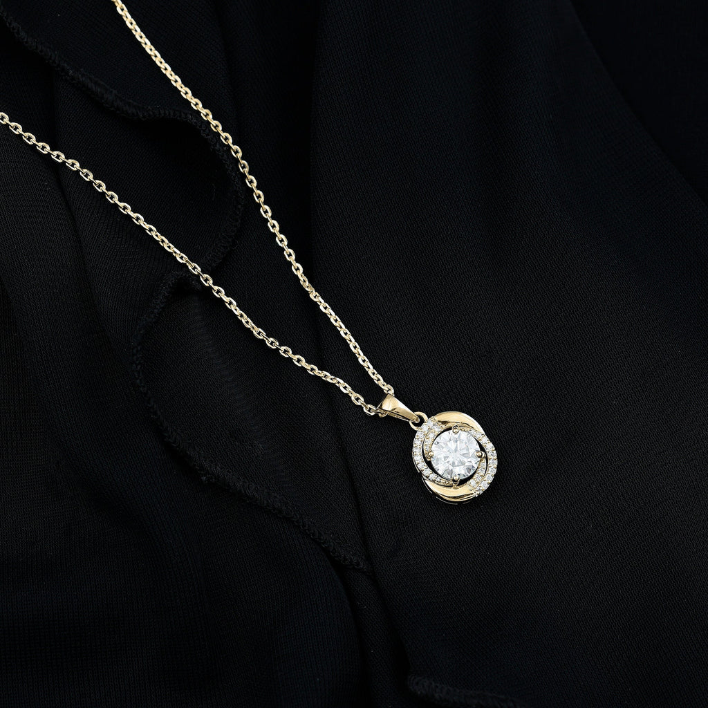 Lab Grown Diamond Necklace – 2 Carat Swirl Pendant With Round Prong Set Diamond