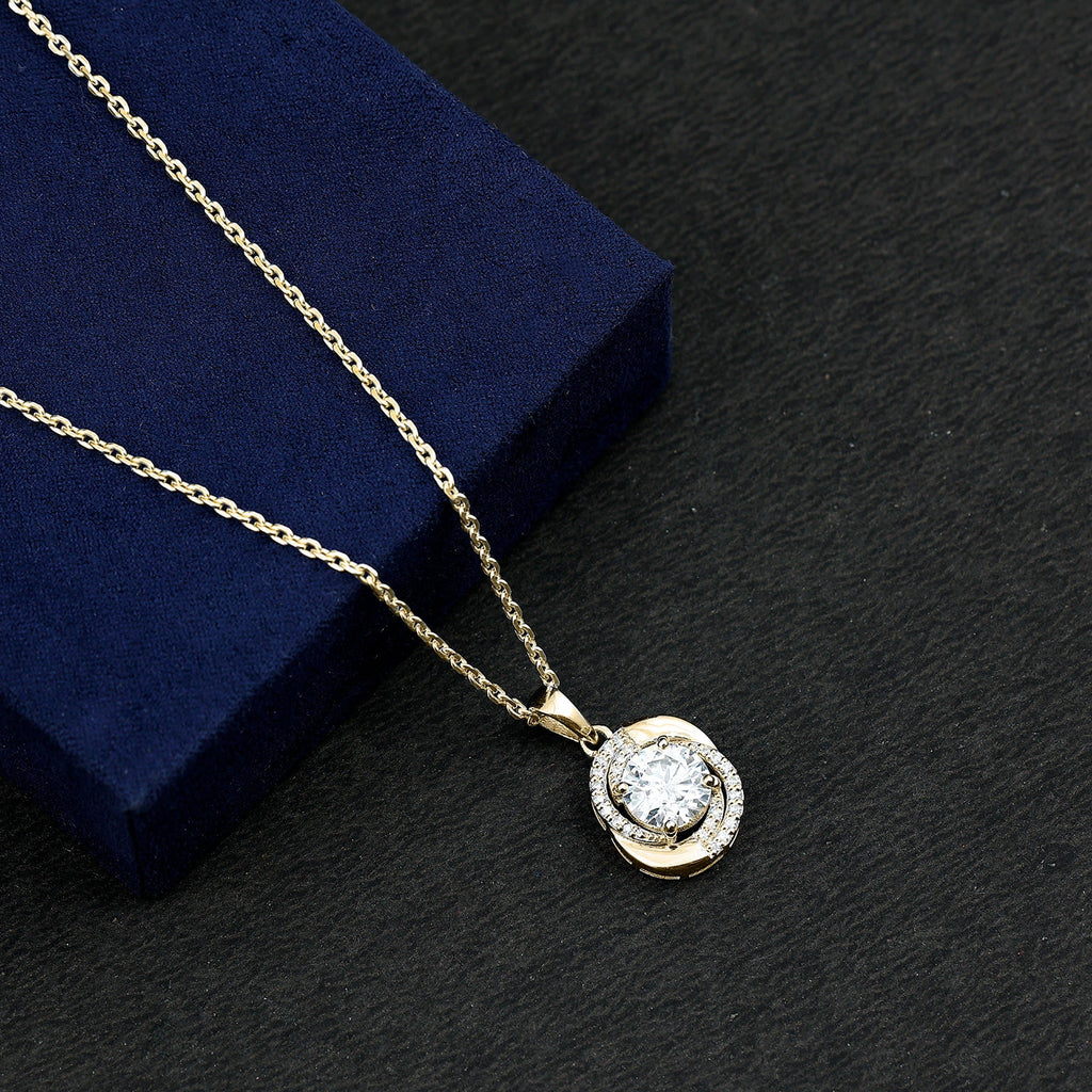 Lab Grown Diamond Necklace – 2 Carat Swirl Pendant With Round Prong Set Diamond