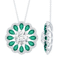 Lab Grown Diamond Necklace – 3 Carat Bridal Flower Pendant With Emerald Halo