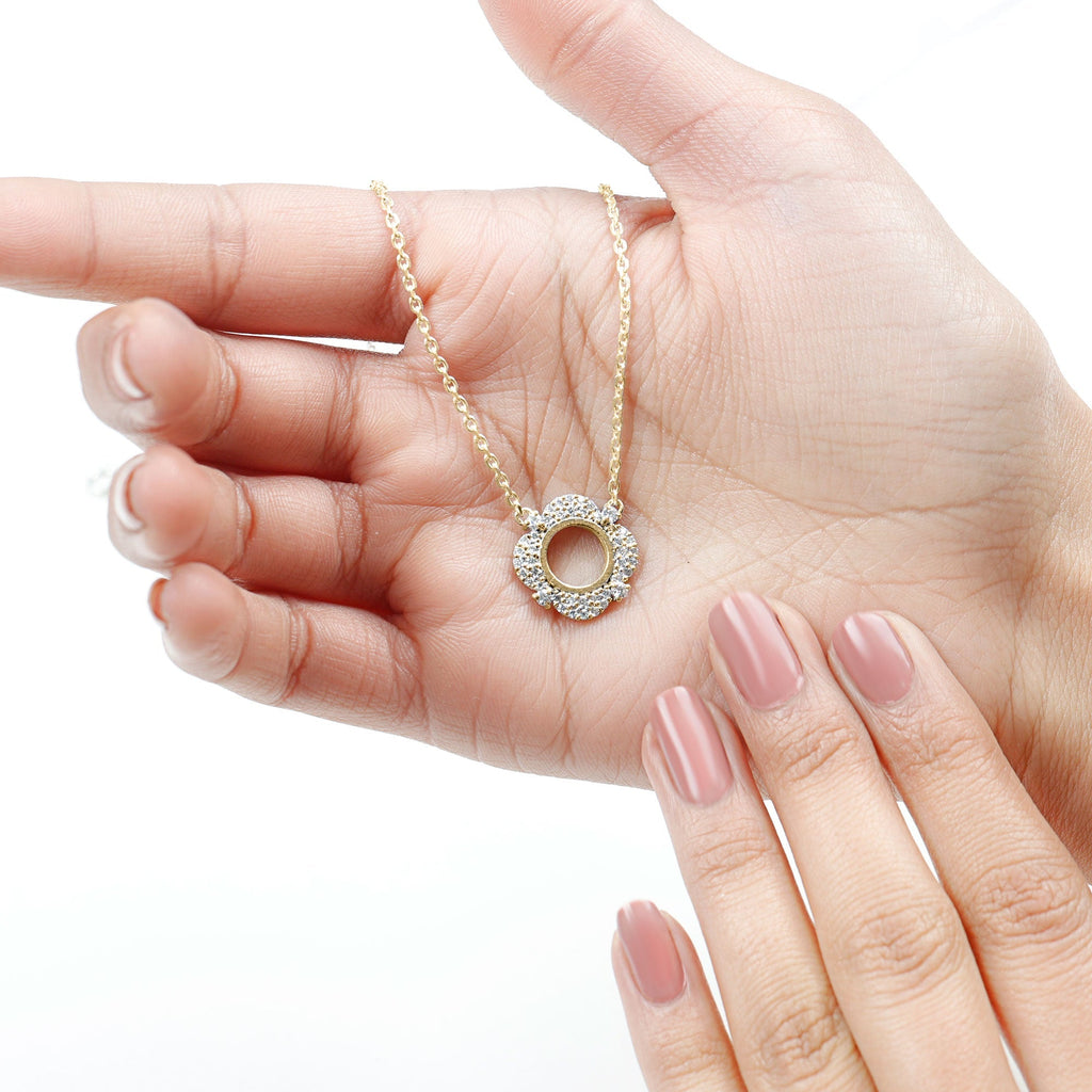 Lab Grown Diamond Necklace – Certified Nature Inspired Pendant with Prong Setting
