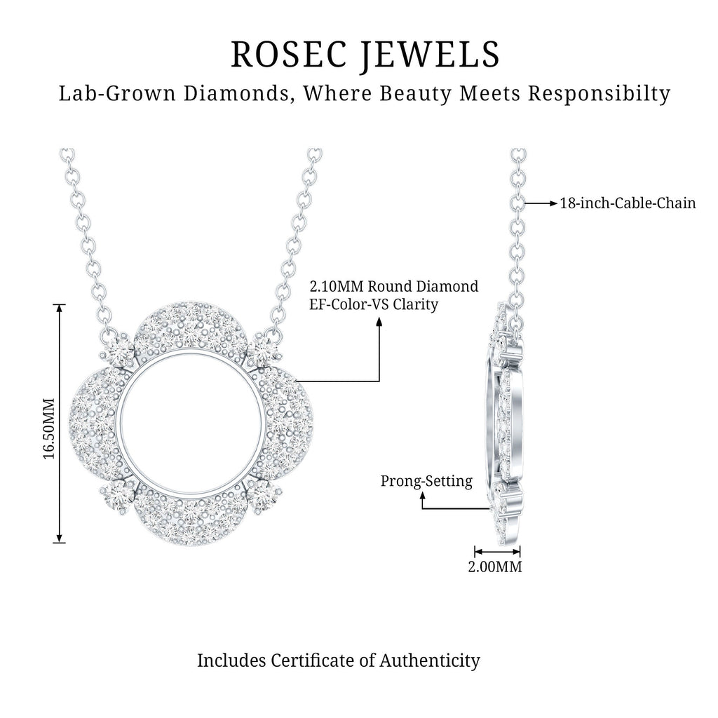 Lab Grown Diamond Necklace – Certified Nature Inspired Pendant with Prong Setting