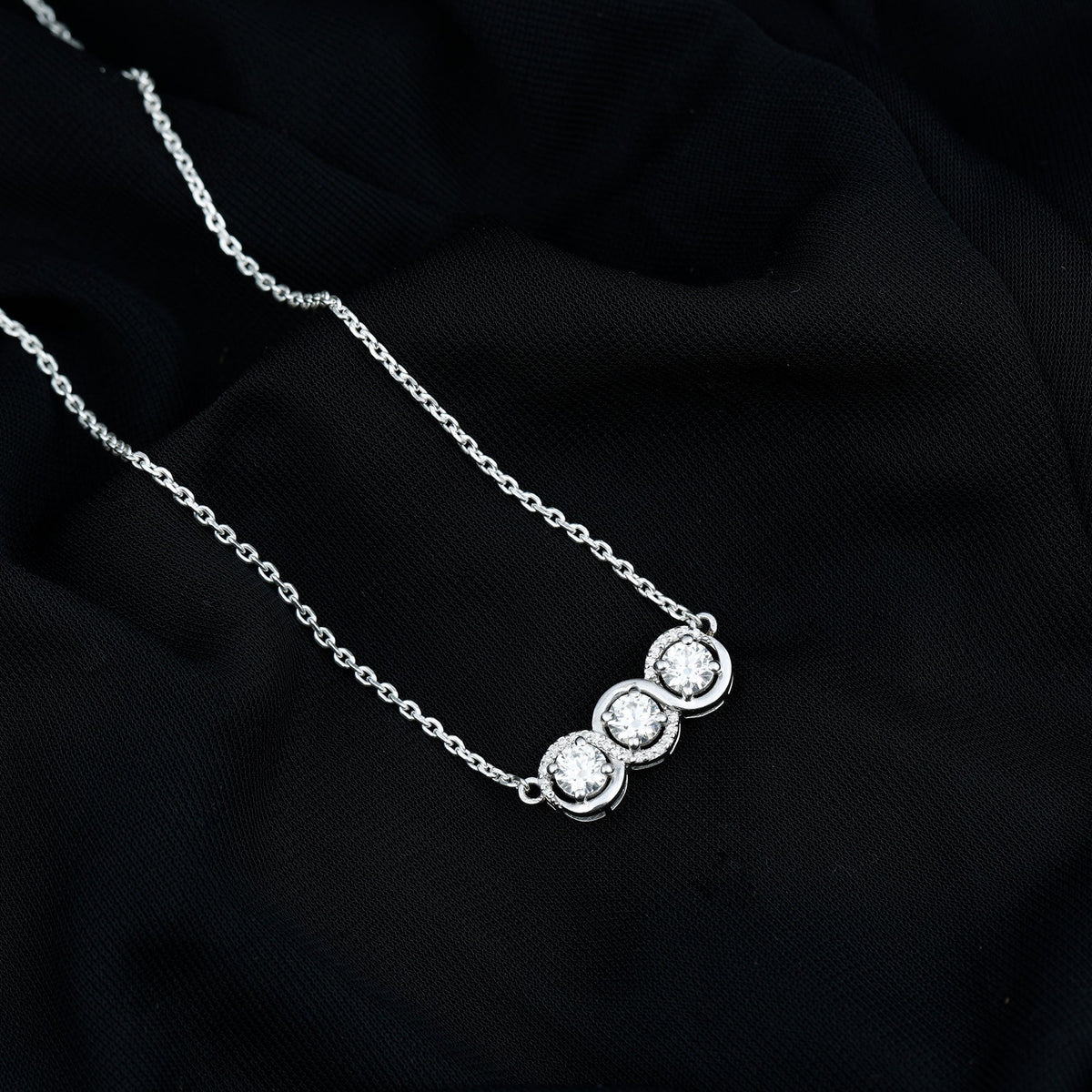 Lab Grown Diamond Necklace – Certified Three Stone Pendant With Round Cut Diamonds