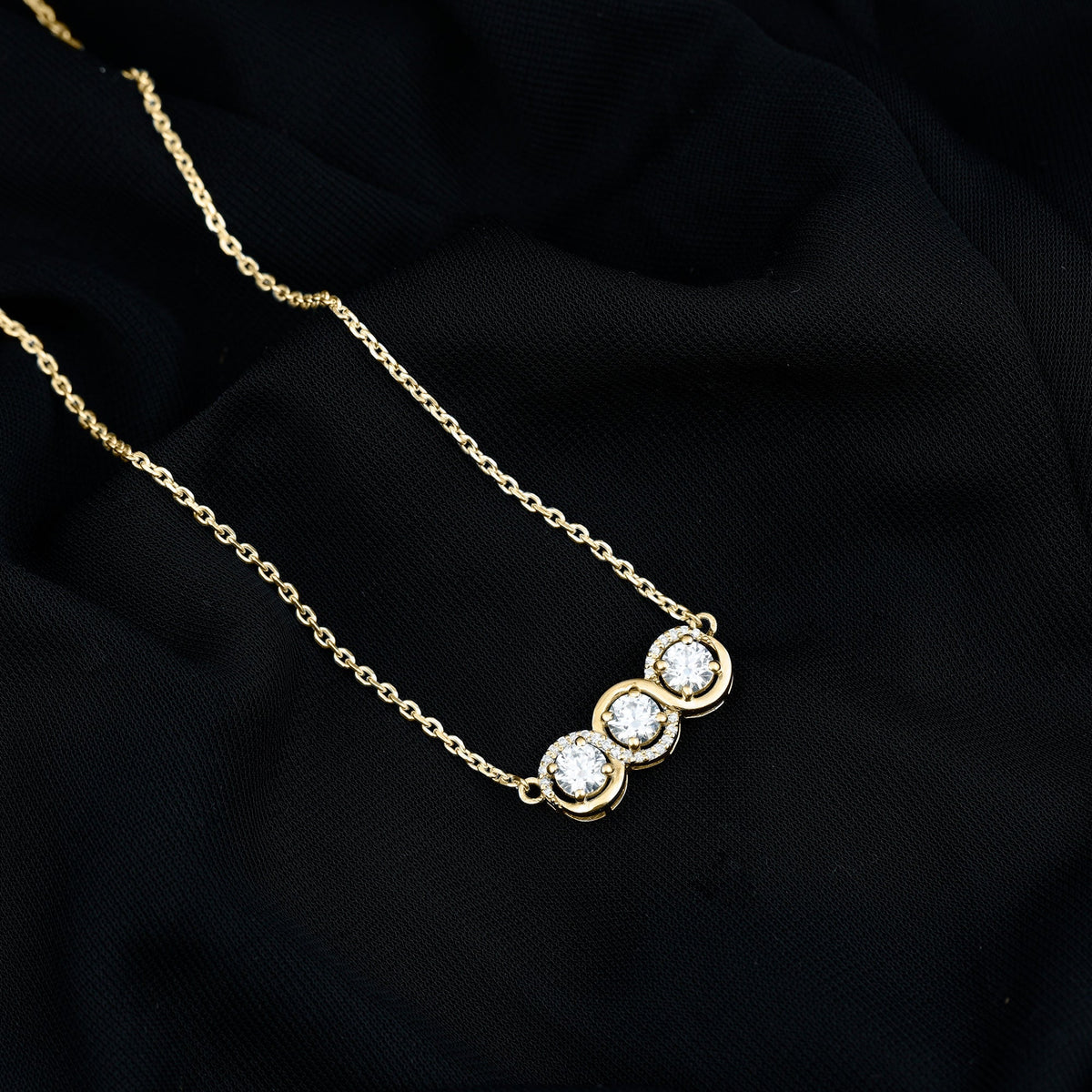 Lab Grown Diamond Necklace – Certified Three Stone Pendant With Round Cut Diamonds