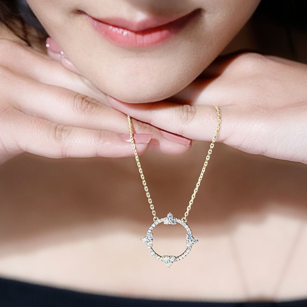 Lab Grown Diamond Necklace – Circle of Life Pendant With Prong Setting, 1.13 Ct