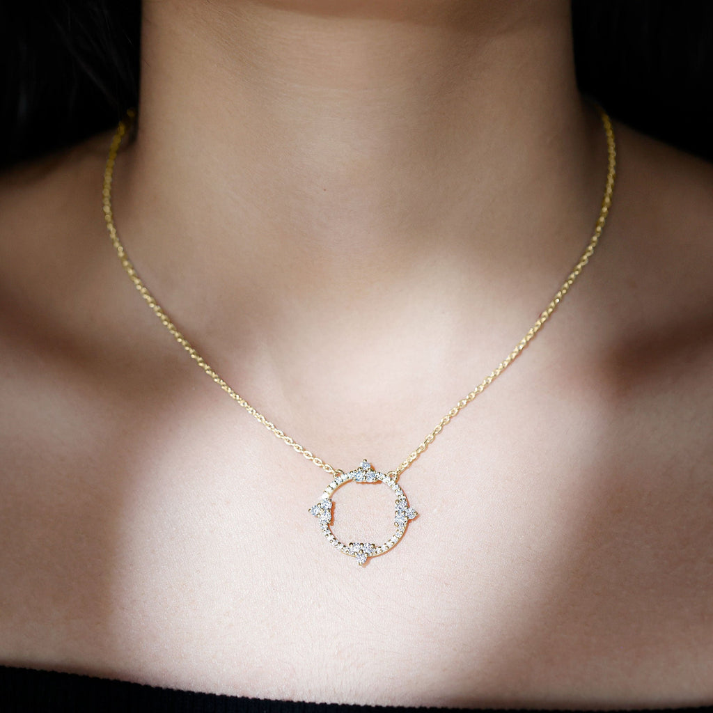Lab Grown Diamond Necklace – Circle of Life Pendant With Prong Setting, 1.13 Ct