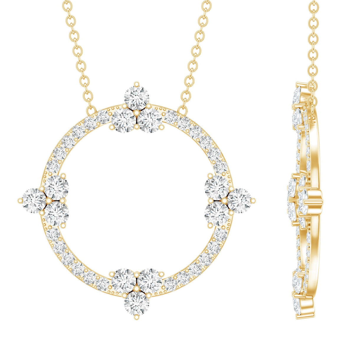 Lab Grown Diamond Necklace – Circle of Life Pendant With Prong Setting, 1.13 Ct