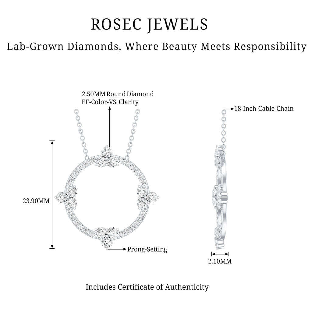 Lab Grown Diamond Necklace – Circle of Life Pendant With Prong Setting, 1.13 Ct