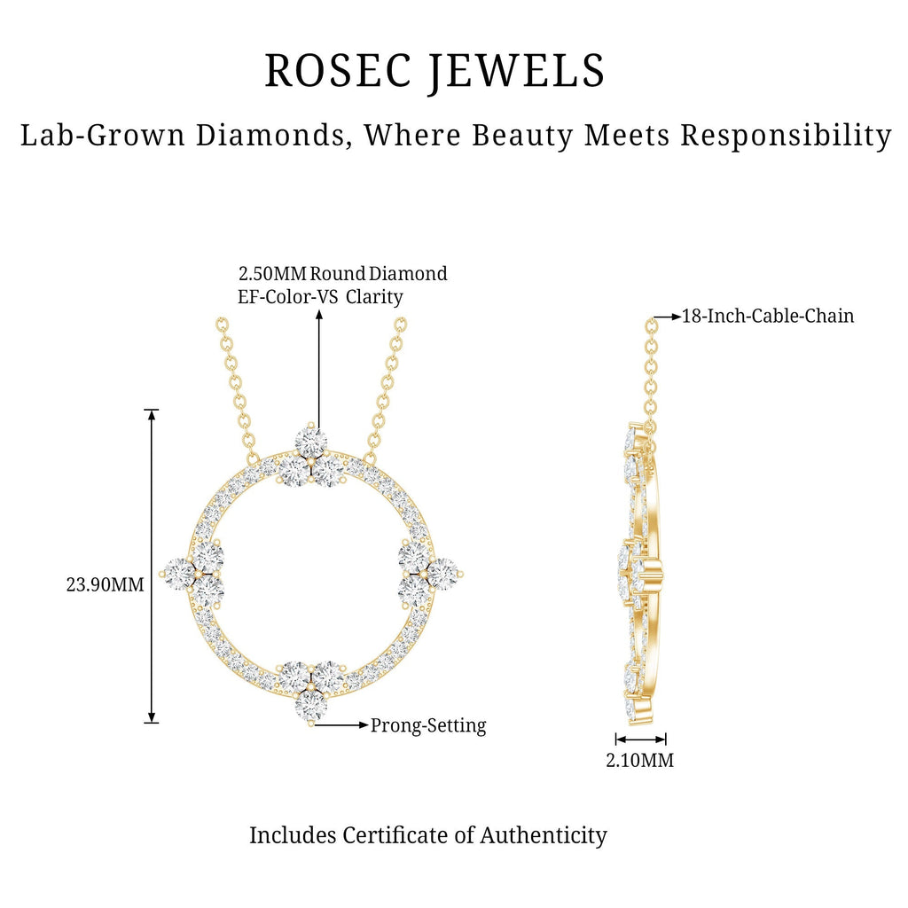 Lab Grown Diamond Necklace – Circle of Life Pendant With Prong Setting, 1.13 Ct