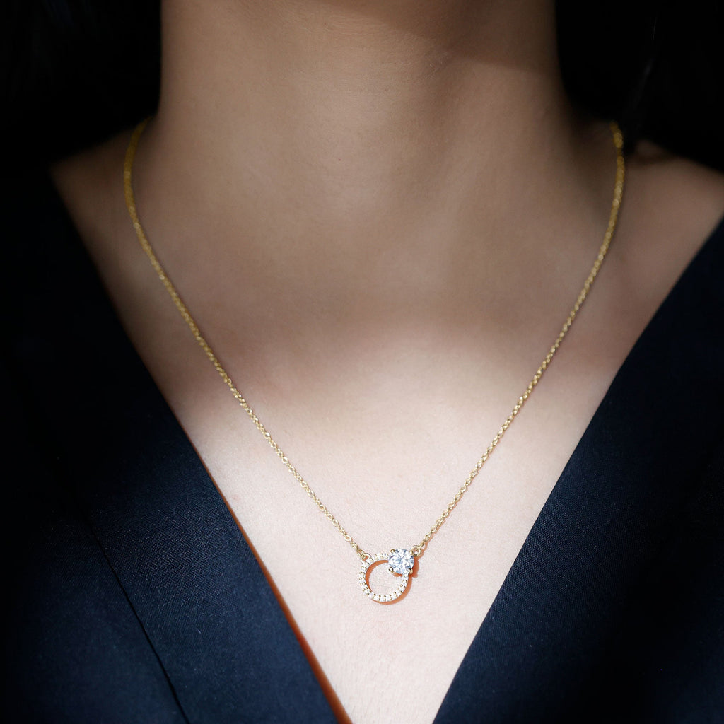Lab Grown Diamond Necklace – Circle Of Life Pendant With Round Cut Diamonds