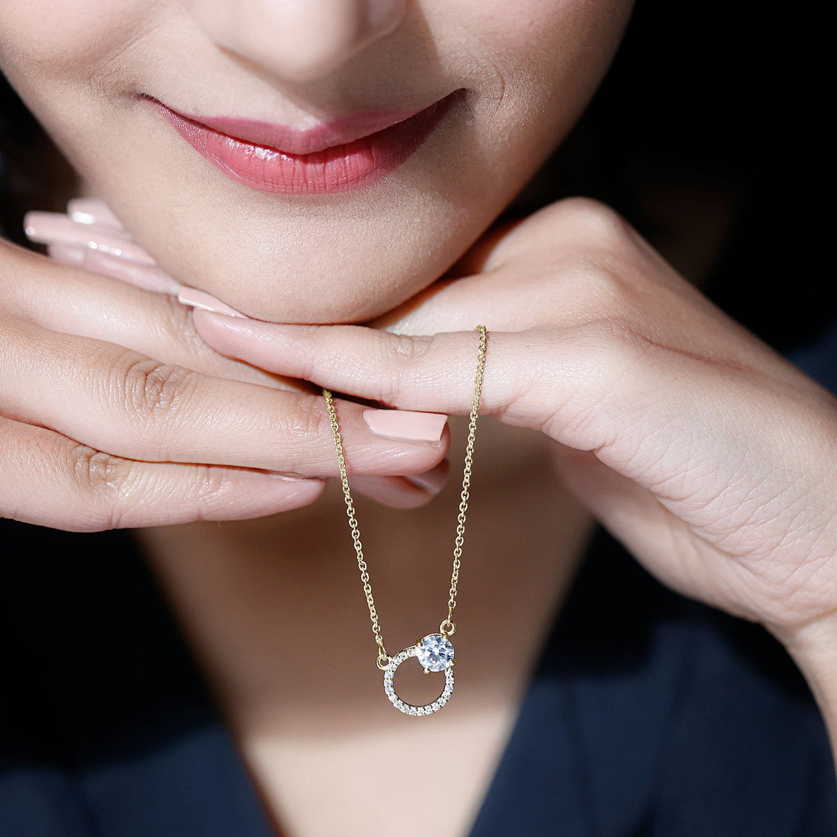 Lab Grown Diamond Necklace – Circle Of Life Pendant With Round Cut Diamonds