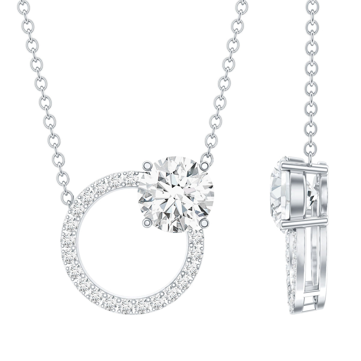 Lab Grown Diamond Necklace – Circle Of Life Pendant With Round Cut Diamonds