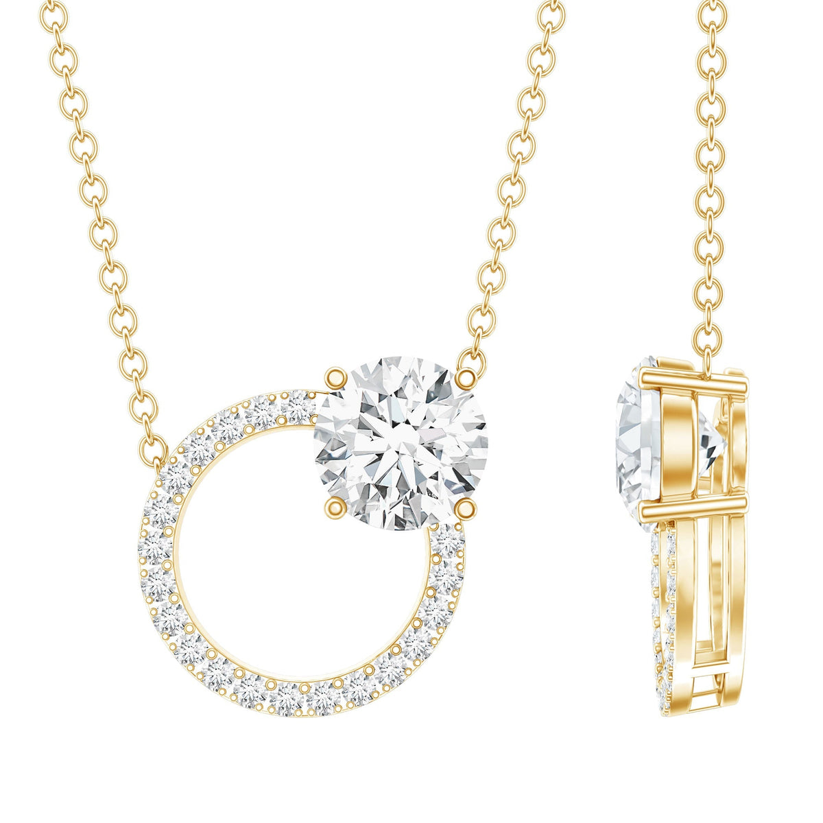 Lab Grown Diamond Necklace – Circle Of Life Pendant With Round Cut Diamonds
