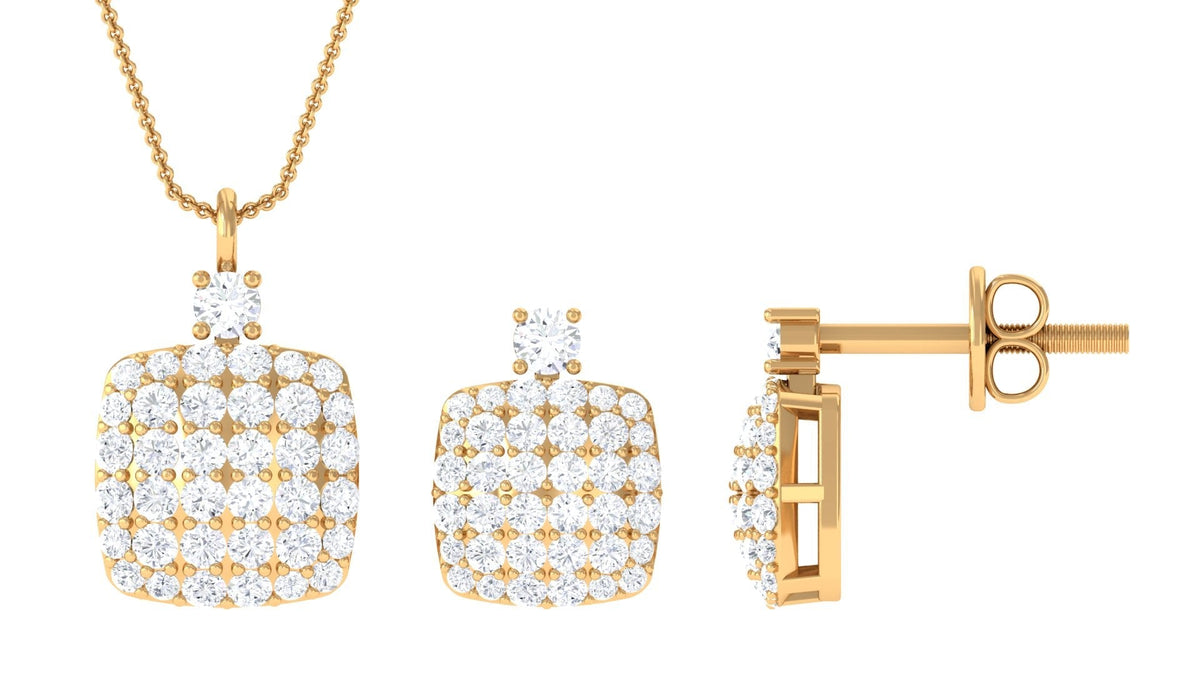 Lab Grown Diamond Necklace – Elegant Bridal Necklace Set With Round Cut Diamonds