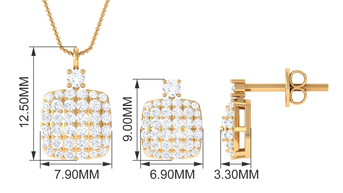 Lab Grown Diamond Necklace – Elegant Bridal Necklace Set With Round Cut Diamonds