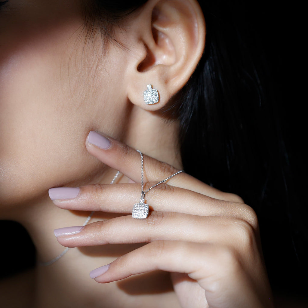 Lab Grown Diamond Necklace – Elegant Bridal Necklace Set With Round Cut Diamonds