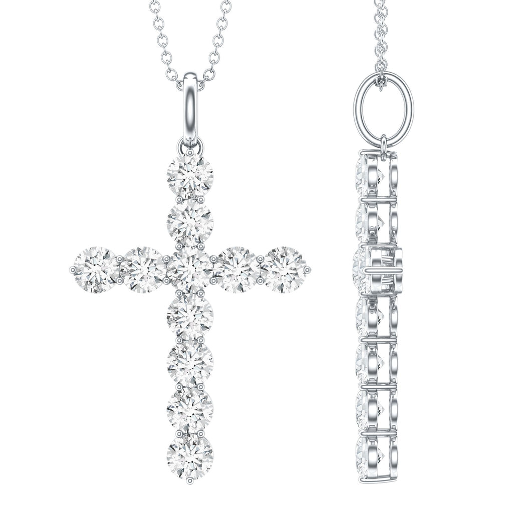 Lab Grown Diamond Necklace – Elegant Catholic Cross Pendant with Round Cut Diamonds