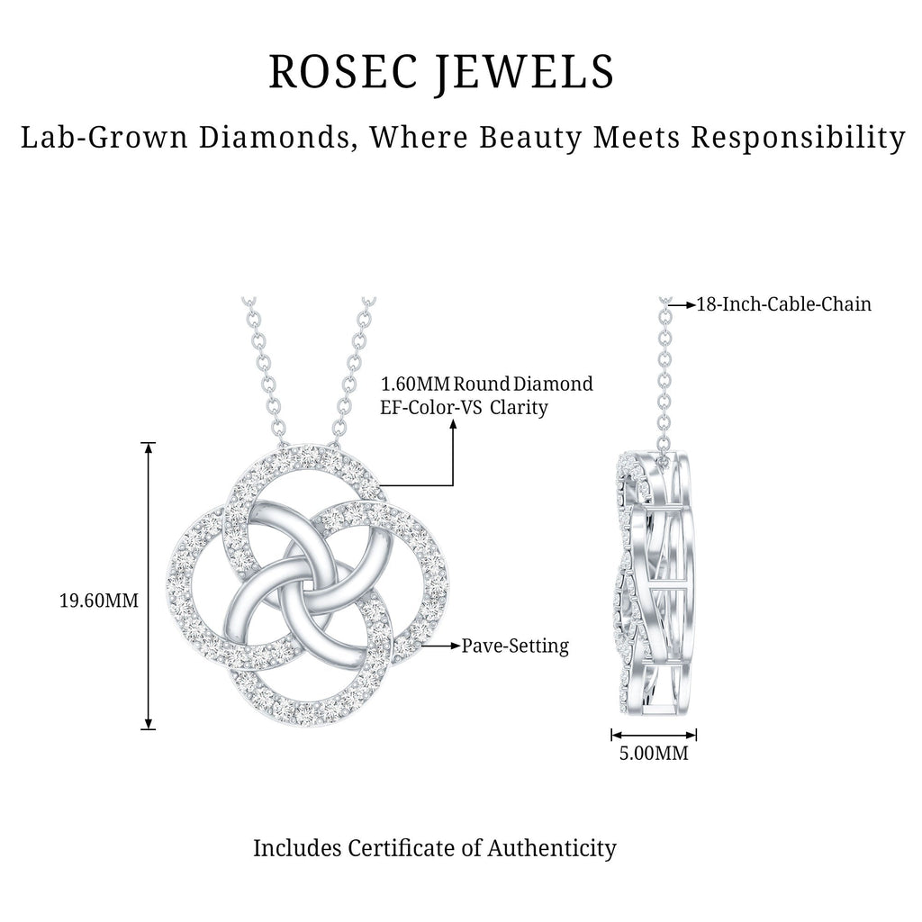 Lab Grown Diamond Necklace – Floral Pendant With Interlocking Circle Design
