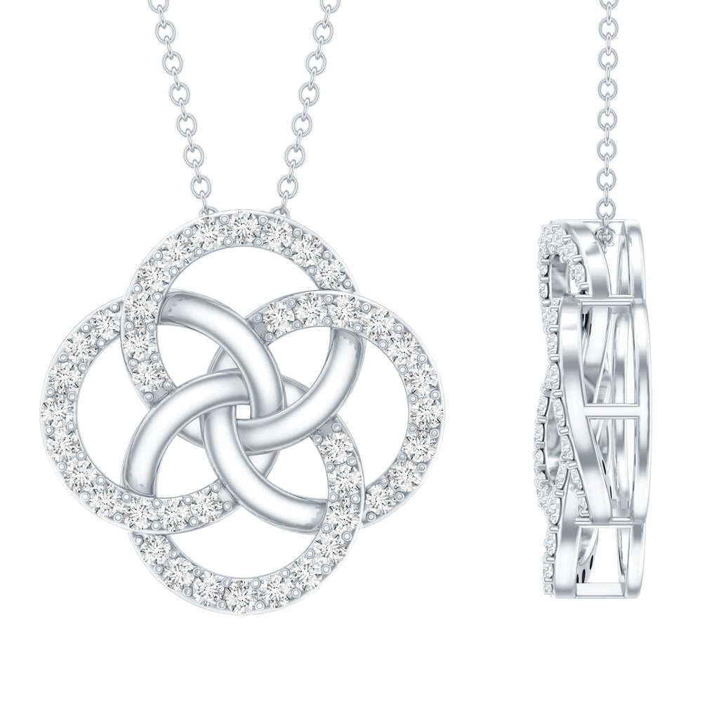Lab Grown Diamond Necklace – Floral Pendant With Interlocking Circle Design