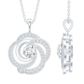 Lab Grown Diamond Necklace – Floral Pendant with Sparkling Round Diamonds, Prong Set Jewelry