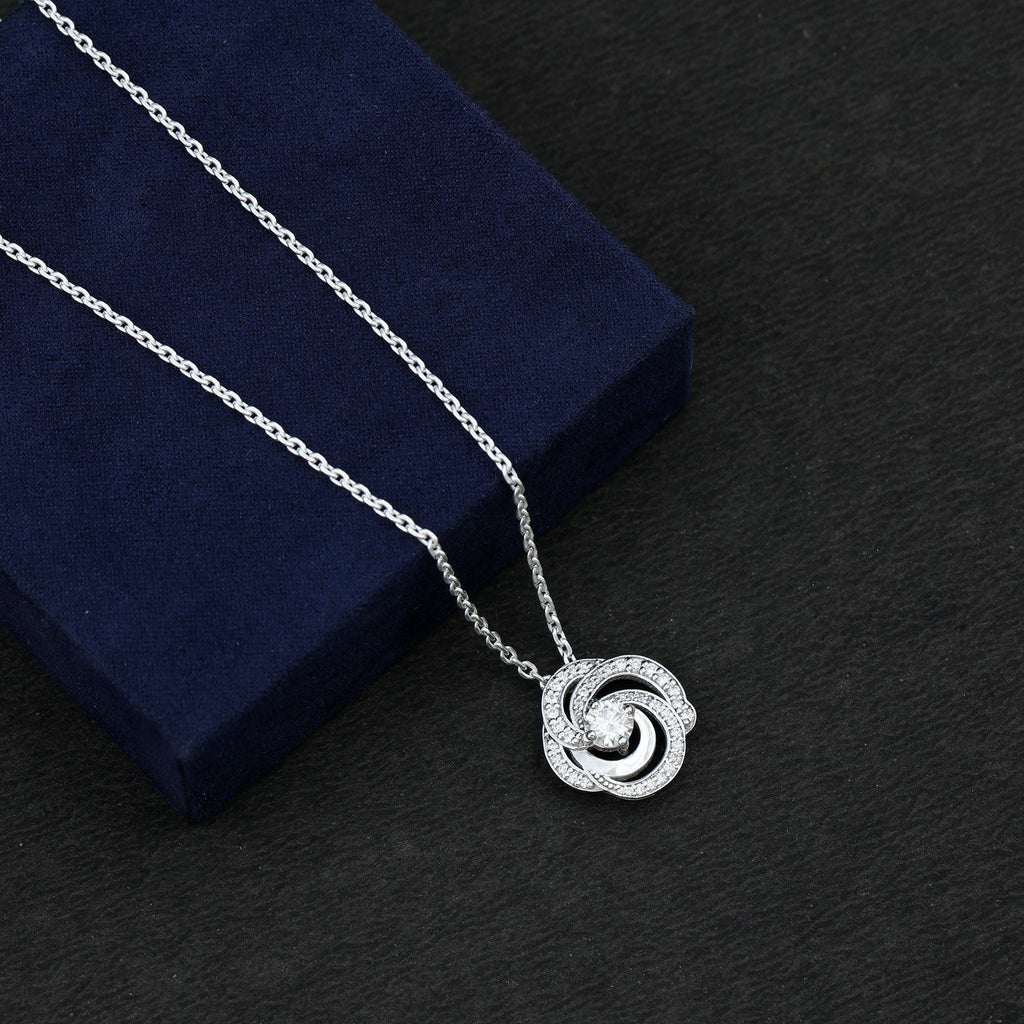 Lab Grown Diamond Necklace – Floral Pendant with Sparkling Round Diamonds, Prong Set Jewelry
