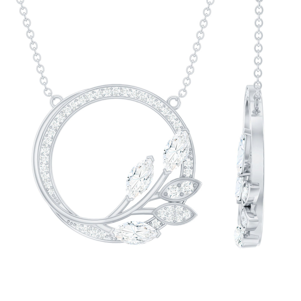 Lab Grown Diamond Necklace – Nature Inspired Leaf Pendant With Round Cut Diamonds