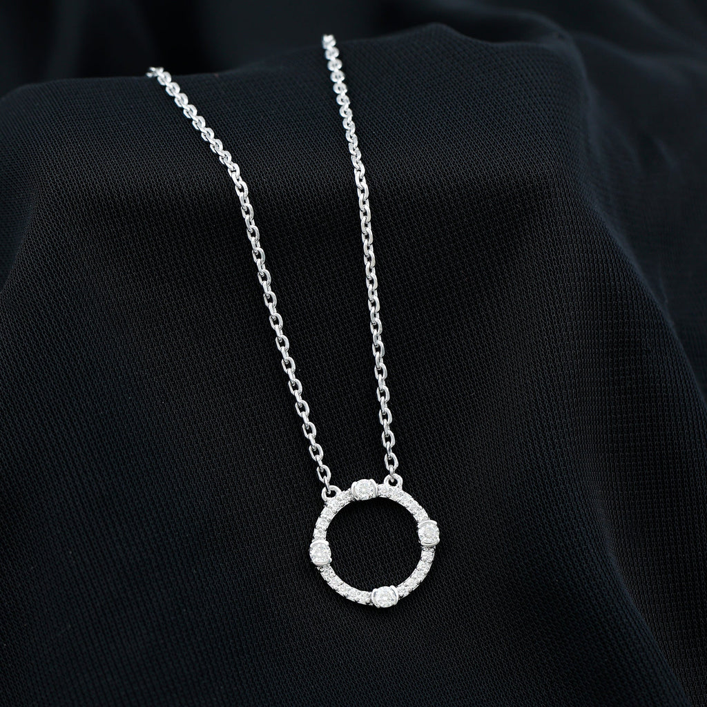 Lab Grown Diamond Necklace – Open Circle Pendant With Half Bezel Setting