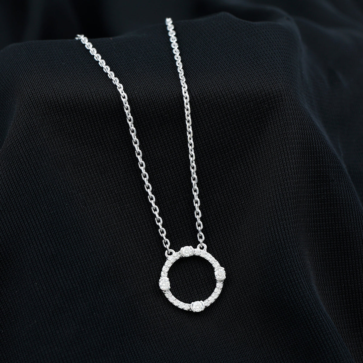 Lab Grown Diamond Necklace – Open Circle Pendant With Half Bezel Setting