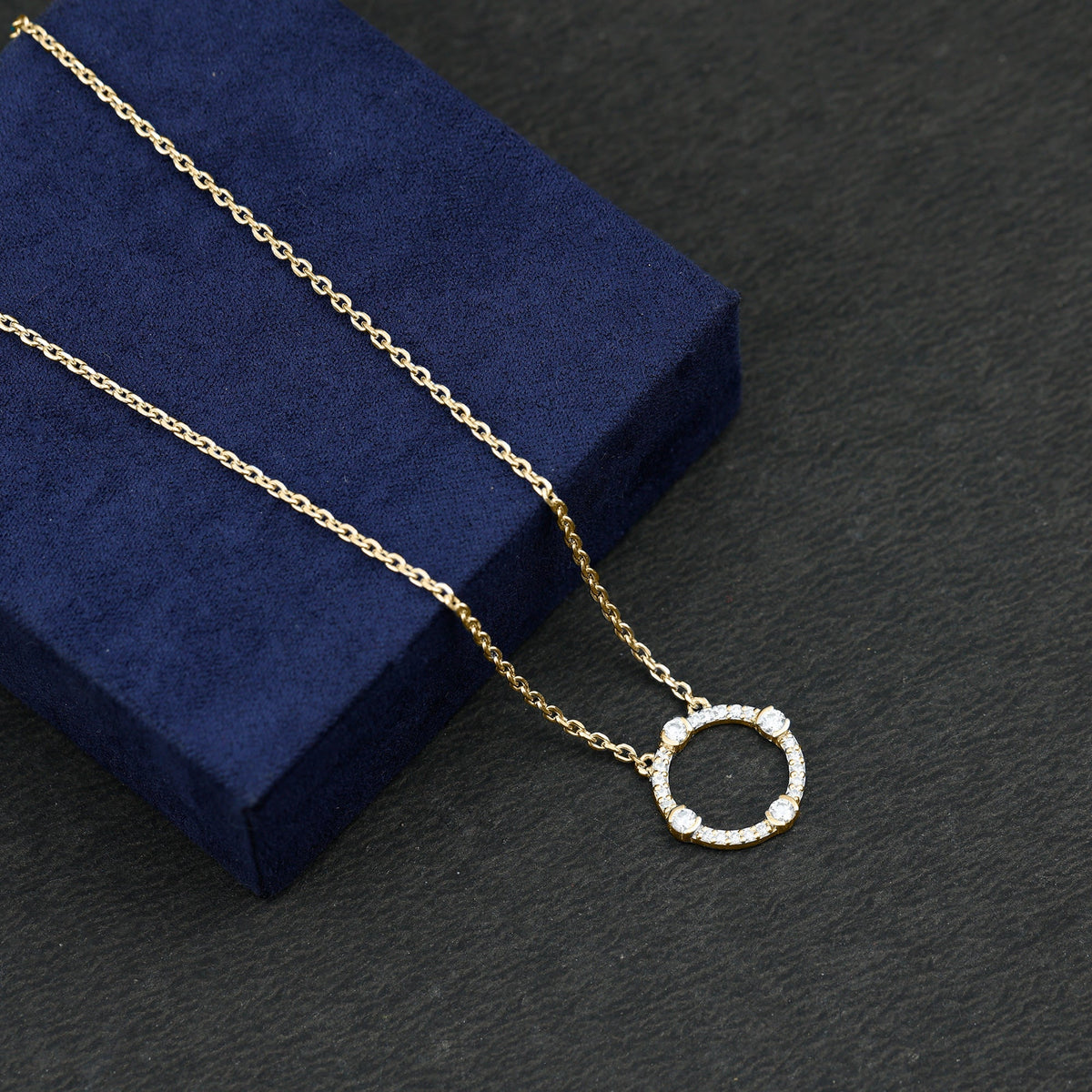Lab Grown Diamond Necklace – Open Circle Pendant With Half Bezel Setting