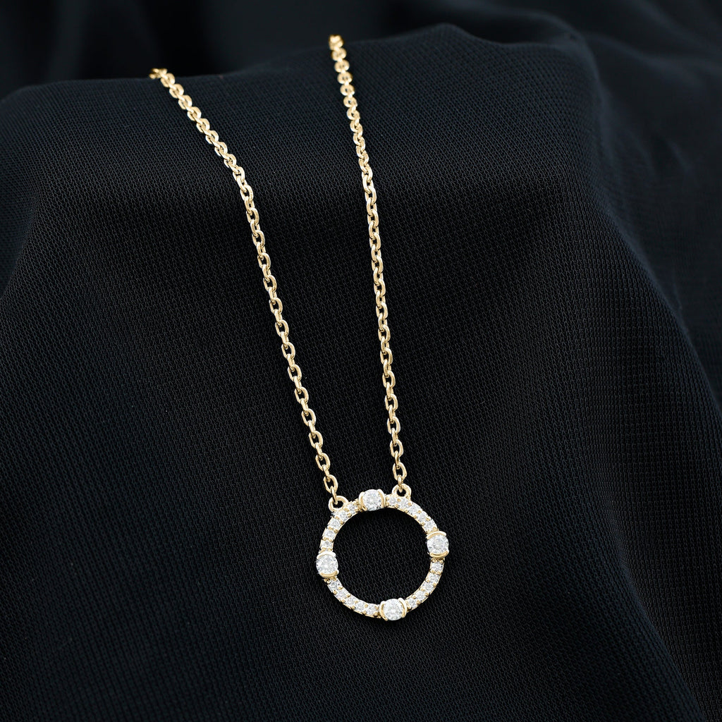 Lab Grown Diamond Necklace – Open Circle Pendant With Half Bezel Setting