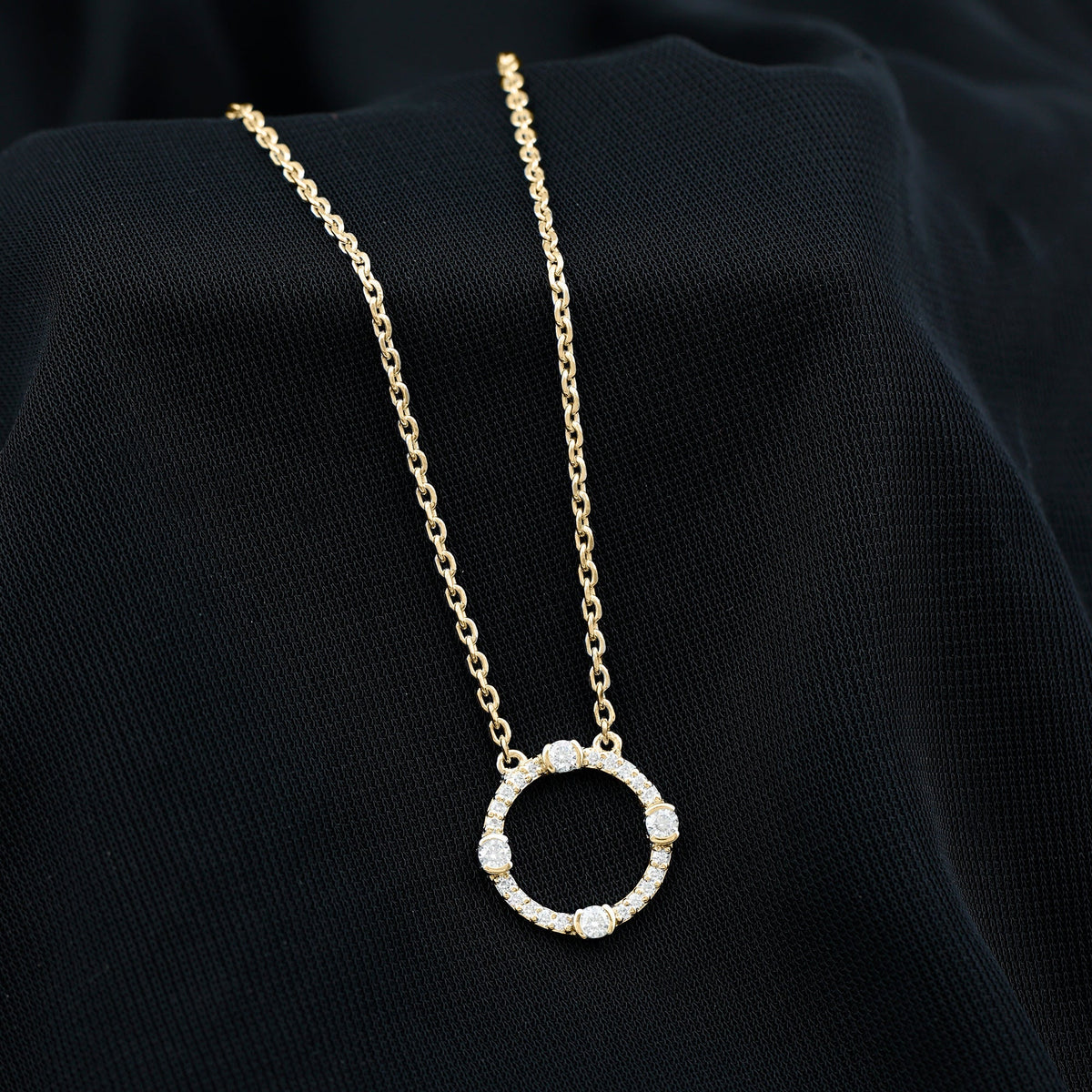Lab Grown Diamond Necklace – Open Circle Pendant With Half Bezel Setting