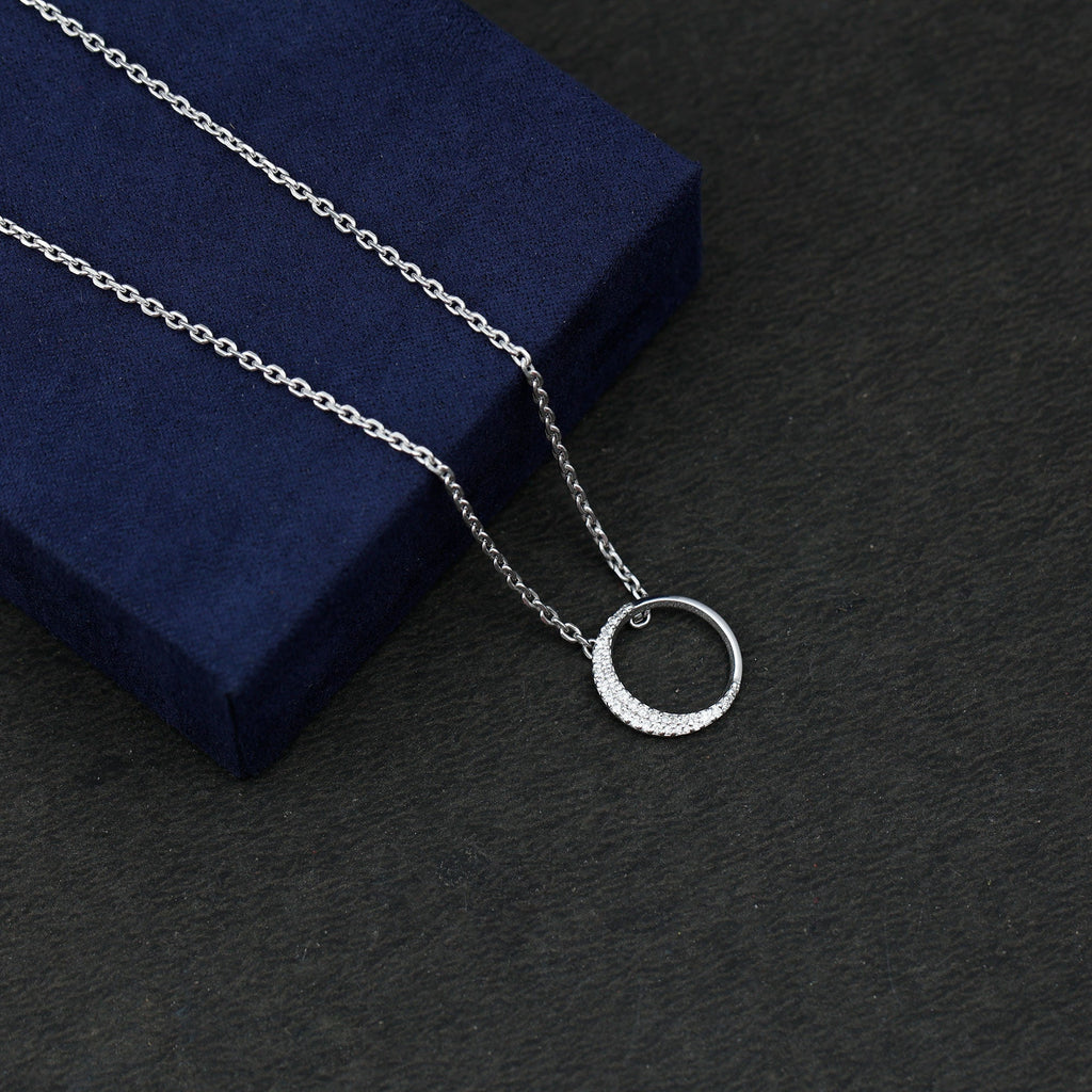 Lab Grown Diamond Necklace – Open Circle Pendant With Pave Set Diamonds