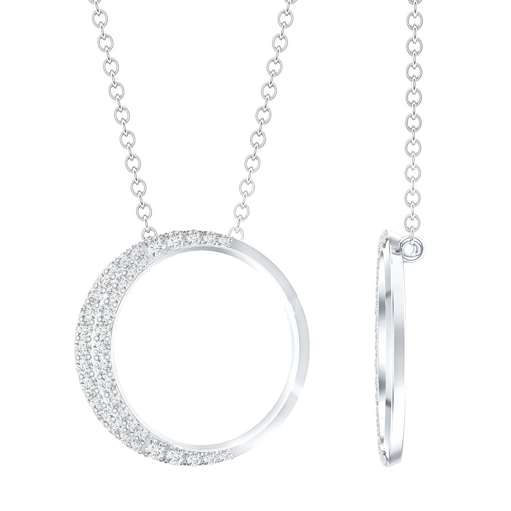 Lab Grown Diamond Necklace – Open Circle Pendant With Pave Set Diamonds