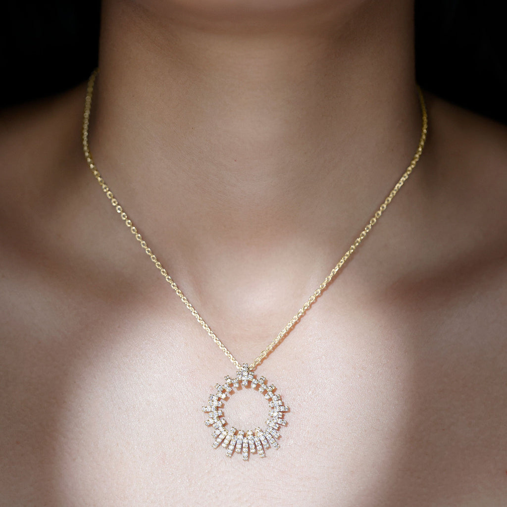 Lab Grown Diamond Necklace – Pave Set Eternity Pendant With Hidden Bail Design