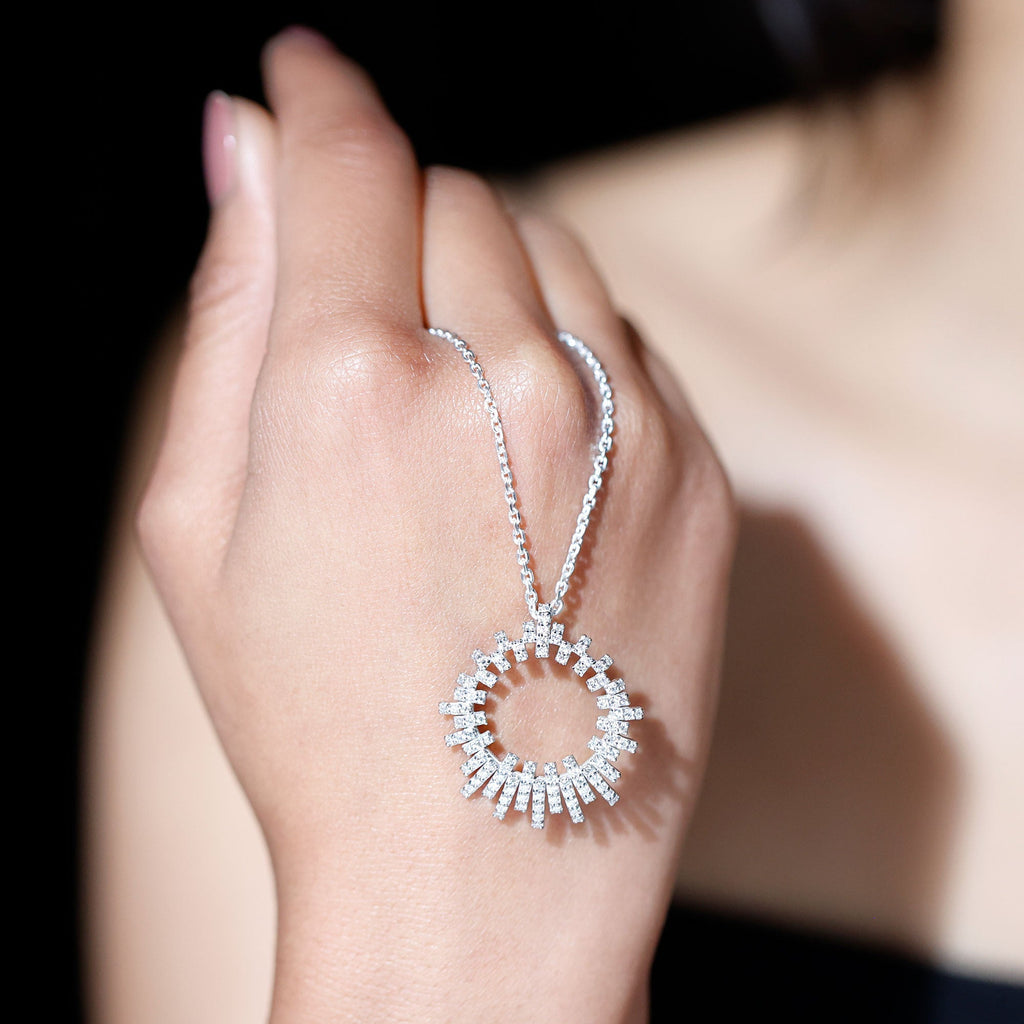 Lab Grown Diamond Necklace – Pave Set Eternity Pendant With Hidden Bail Design