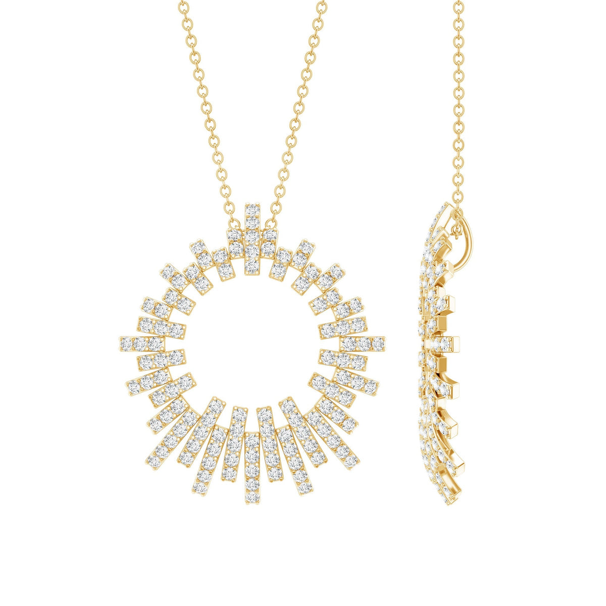 Lab Grown Diamond Necklace – Pave Set Eternity Pendant With Hidden Bail Design