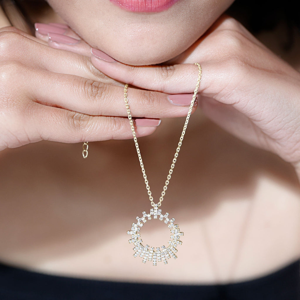 Lab Grown Diamond Necklace – Pave Set Eternity Pendant With Hidden Bail Design