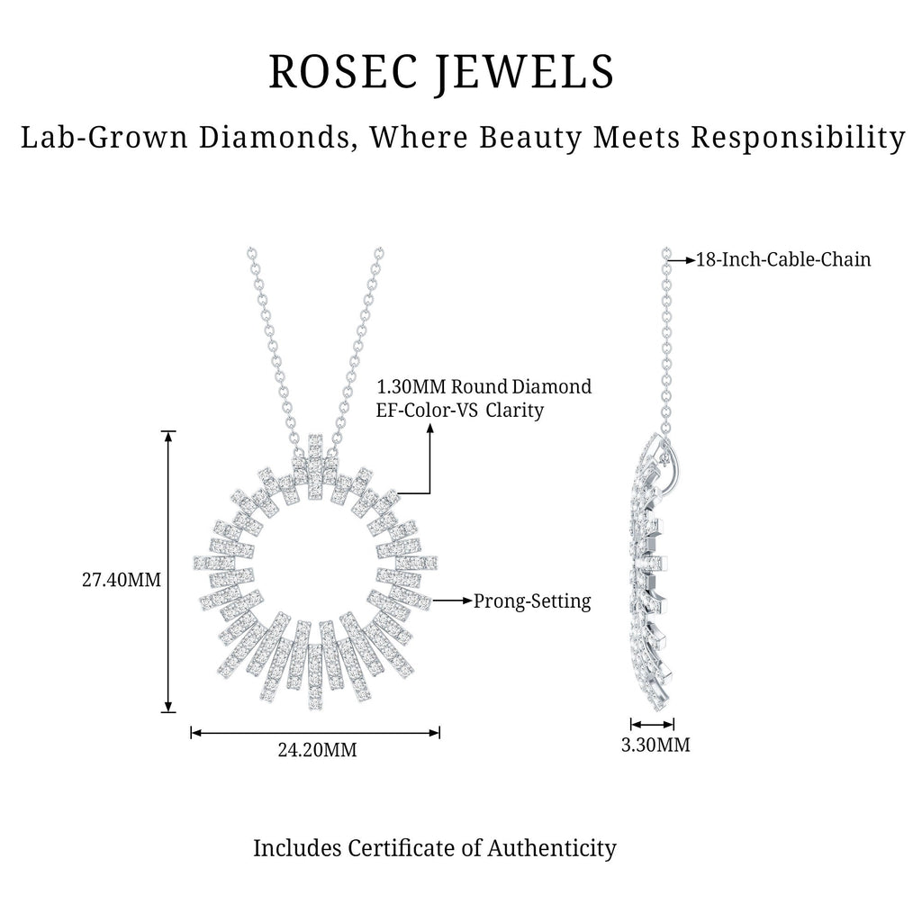 Lab Grown Diamond Necklace – Pave Set Eternity Pendant With Hidden Bail Design