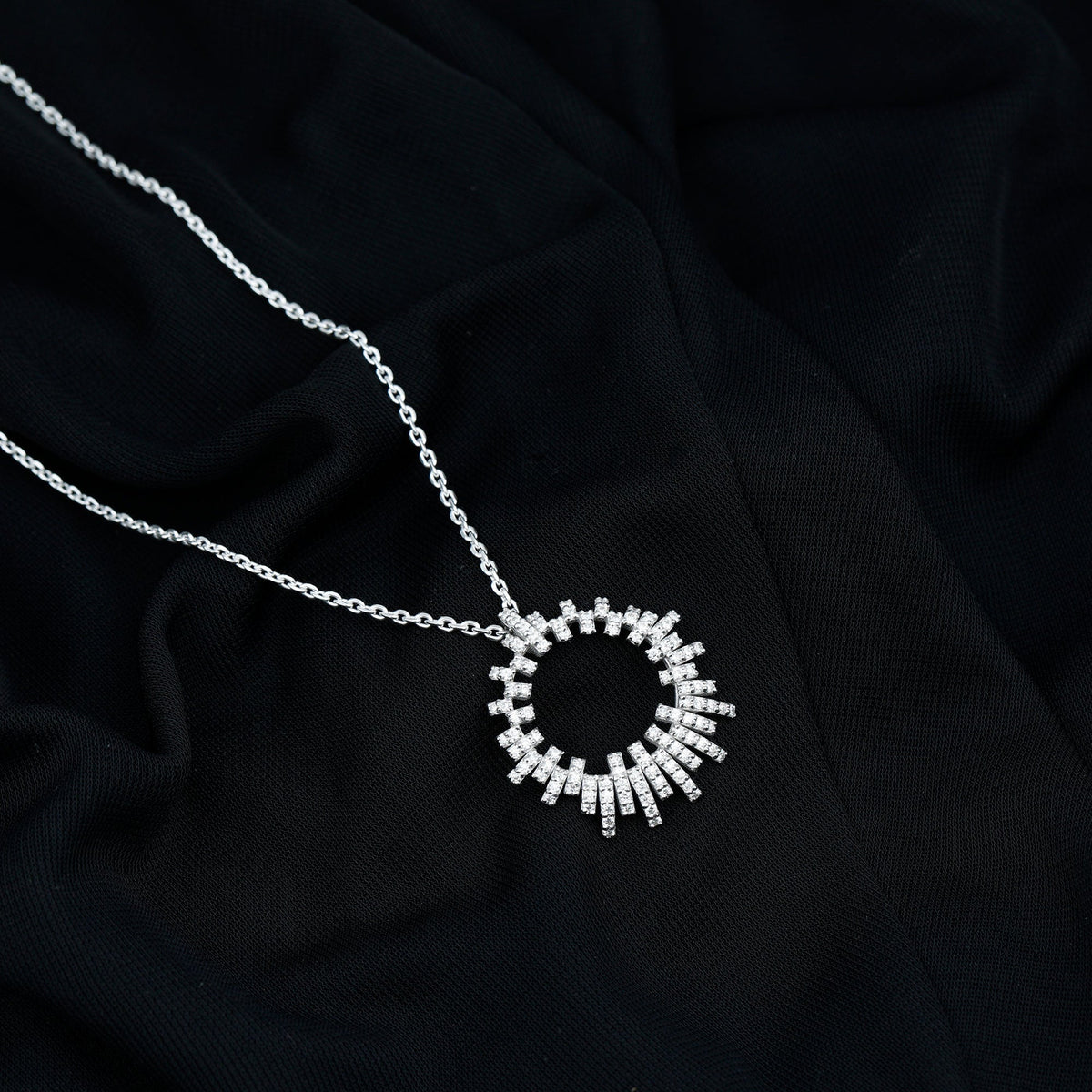 Lab Grown Diamond Necklace – Pave Set Eternity Pendant With Hidden Bail Design