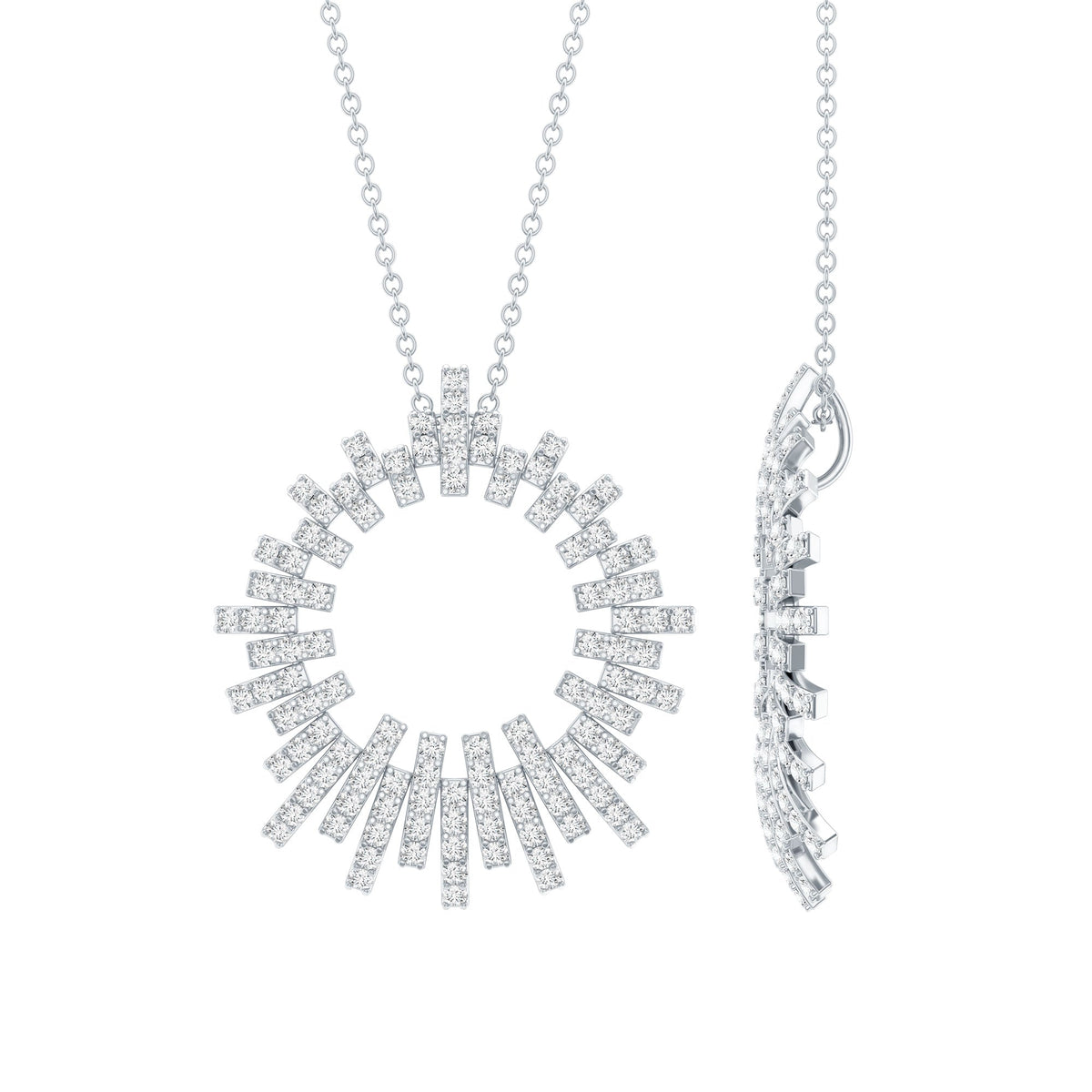 Lab Grown Diamond Necklace – Pave Set Eternity Pendant With Hidden Bail Design