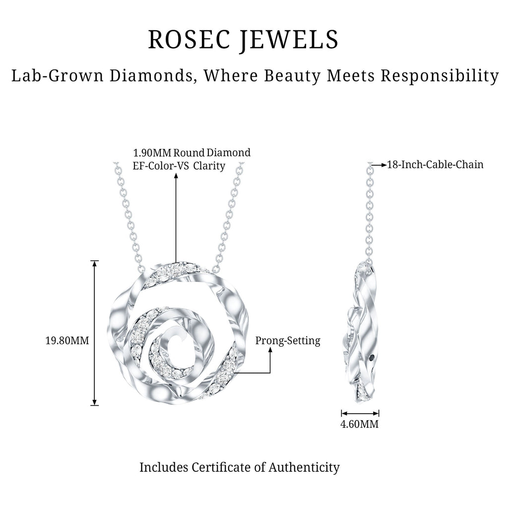 Lab Grown Diamond Necklace – Pave Set Swirl Pendant | Rosec Jewels Fine Jewelry