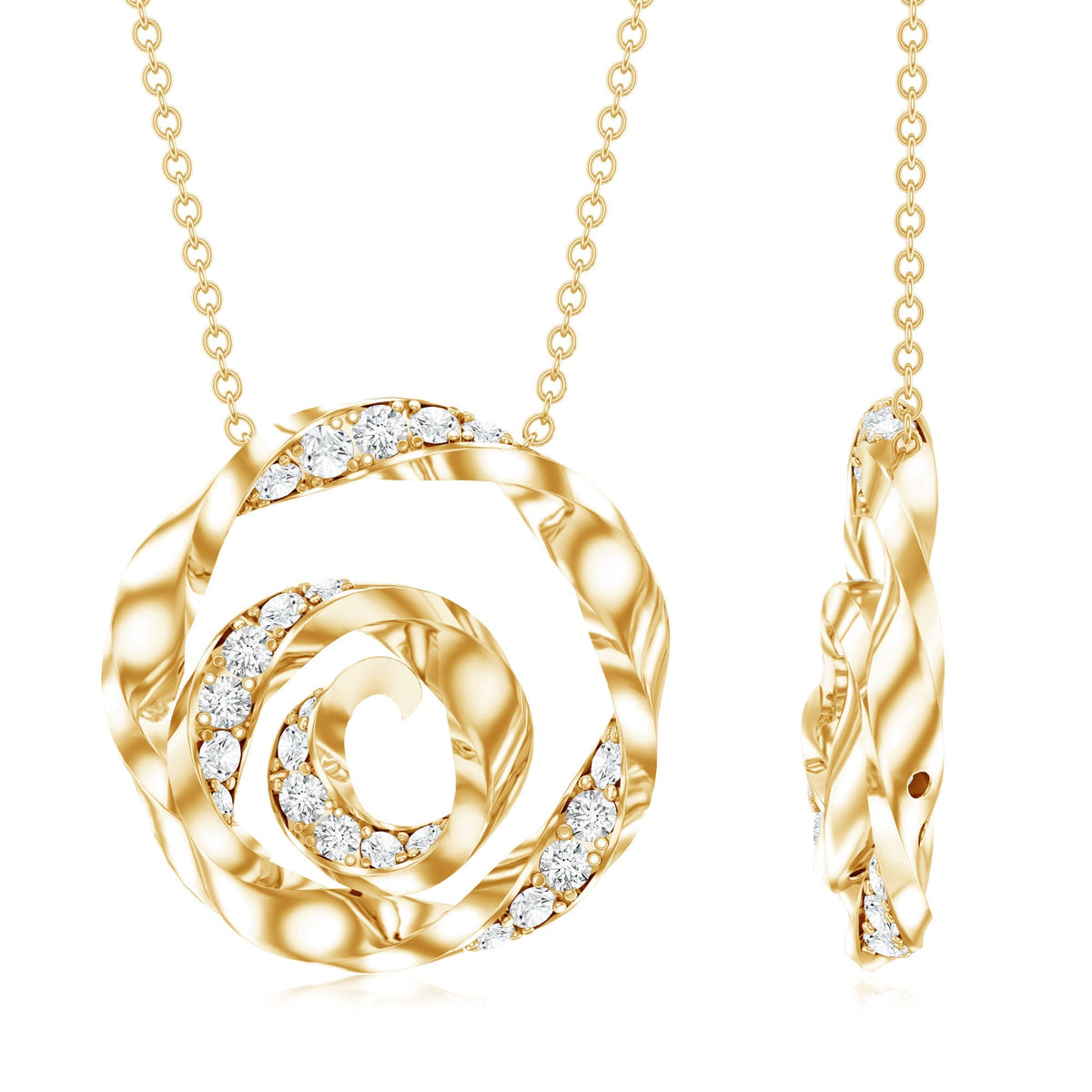 Lab Grown Diamond Necklace – Pave Set Swirl Pendant | Rosec Jewels Fine Jewelry