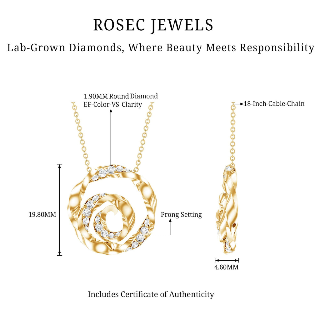 Lab Grown Diamond Necklace – Pave Set Swirl Pendant | Rosec Jewels Fine Jewelry