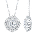 Lab Grown Diamond Necklace – Round Double Halo Bridal Pendant With Adjustable Chain