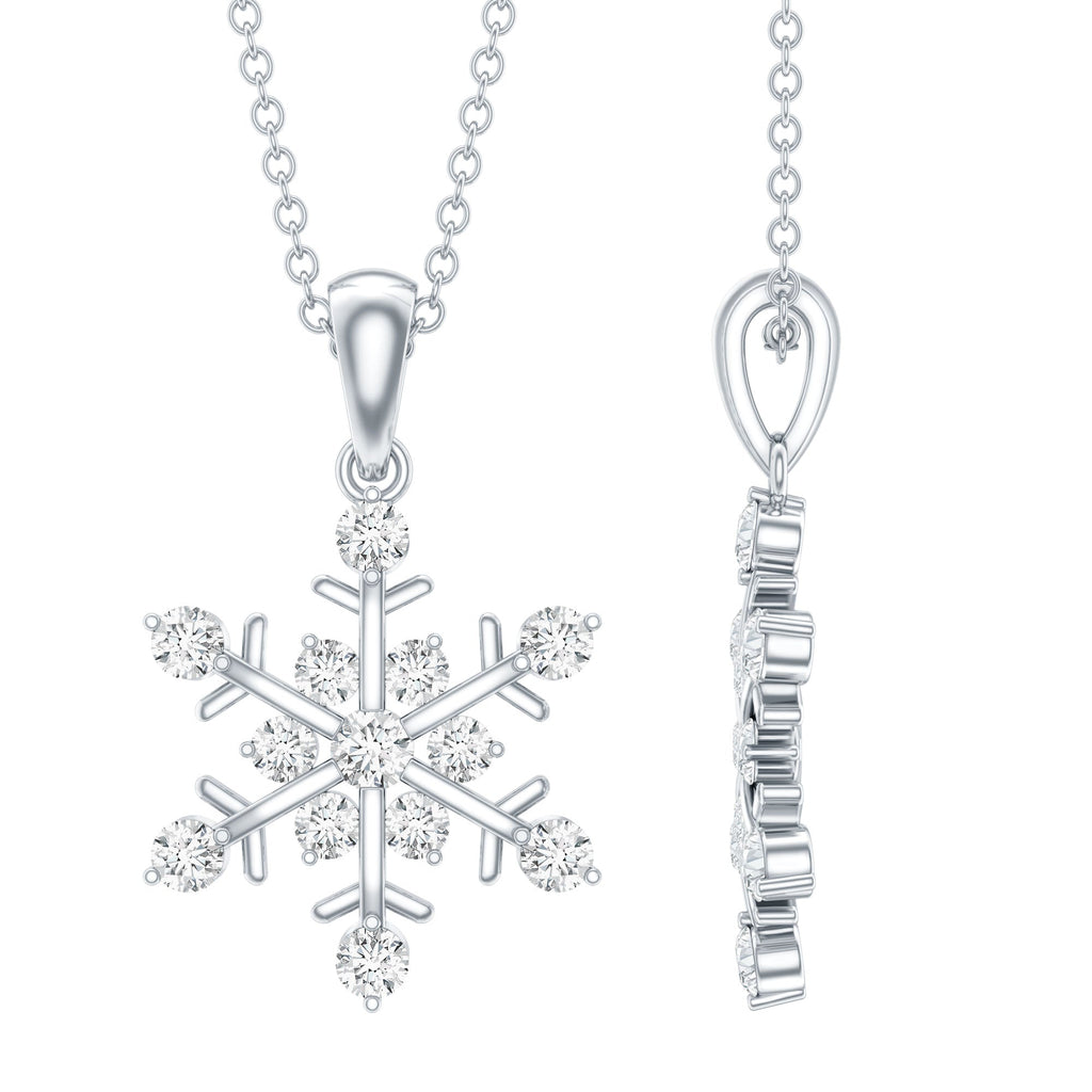 Lab Grown Diamond Necklace – Snowflake Pendant Gift With Round Cut Diamonds